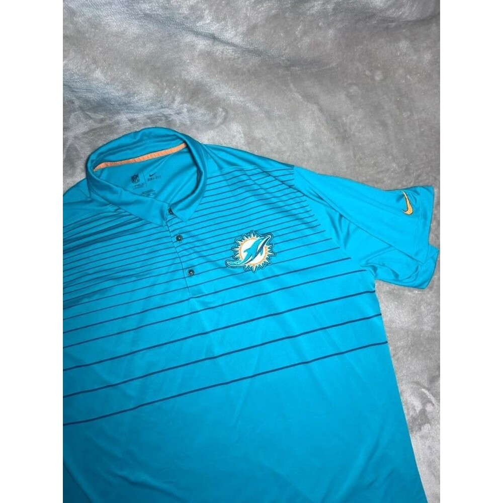 Nike Miami Dolphins Shirt Men 3XL Aqua Polo NFL Dri-Fit Football Active